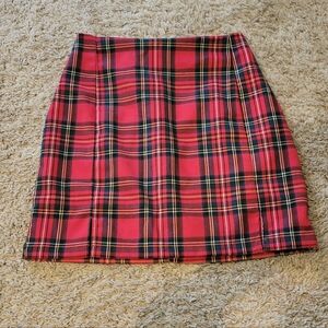 Brandy Melville Red Plaid Mini Skirt